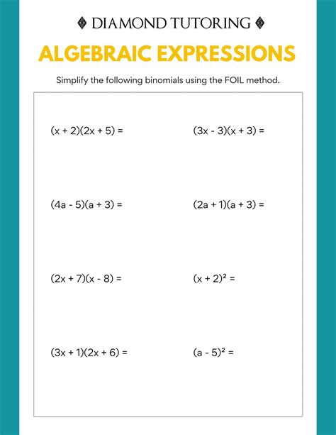 Image result for Multiplying Binomials Foil Method Worksheet