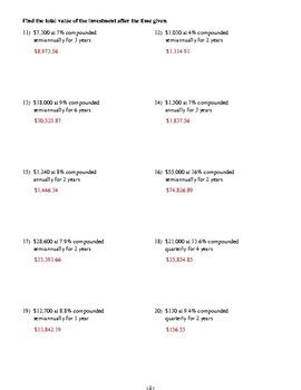 Image result for Compound Interest Table Worksheet