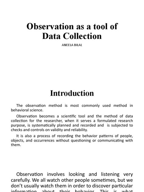 نتيجة الصورة لـ Observation Data Collection