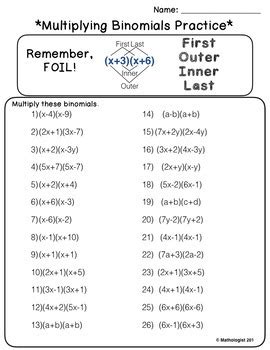 Image result for Binomial Practice Problems Algebra 1