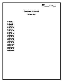 Image result for Compound Interest Table Worksheet