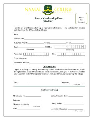 Image result for Examples of Library Form
