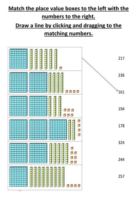Toradh íomhá ar Place Value Matching Worksheet
