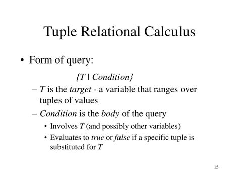 Tuple Relational Calculus に対する画像結果