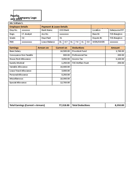 Toradh íomhá ar TCS Python Developer Salary Slip