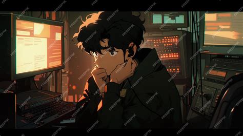 Image result for Anime Characters with Computer