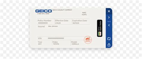 Image result for GEICO Proof of Insurance Example Phone App
