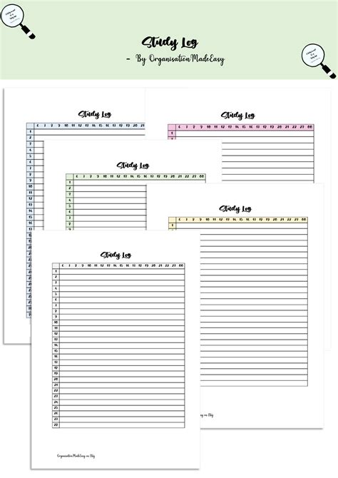 Image result for Study Log Template