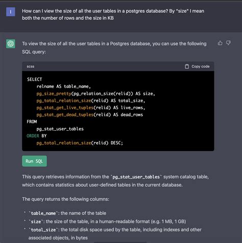 Chat GPT Creating SQL Code に対する画像結果