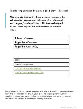 Image result for End Behavior Worksheet