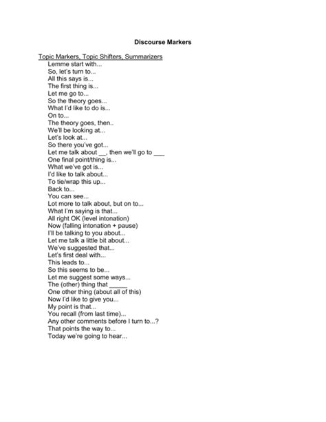 Image result for Discourse Markers Bombastic List