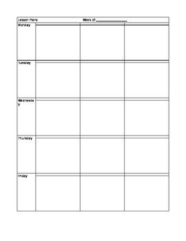 Image result for Free Printable Weekly Lesson Plan