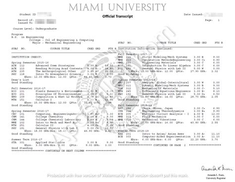 Image result for Academic Transcript Sample