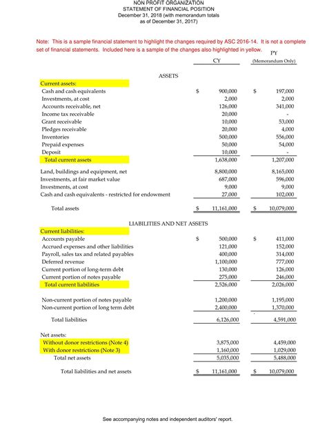 Image result for NonProfit Financial Statement Examples
