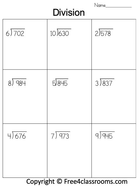 Division of 1 Digit Worksheet に対する画像結果