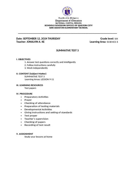 Image result for Unit Test Lesson Plan Objectives