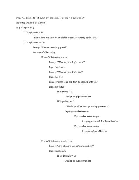 Image result for Pet Bag Pseudocode Java