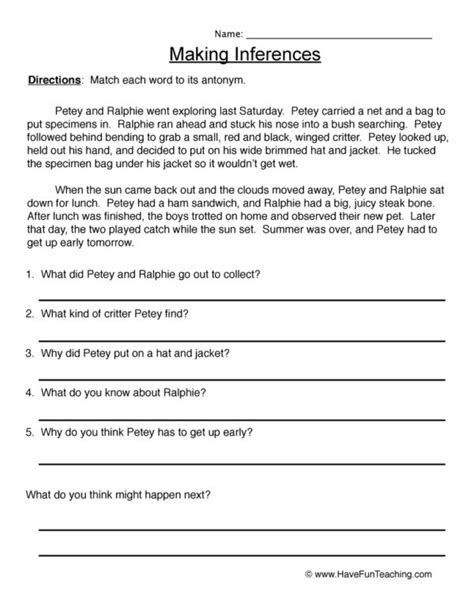 Inferential Reading Comprehension Worksheets に対する画像結果