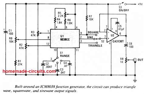 10 Useful Function Generator Circuit Diagrams Explained - Homemade ...