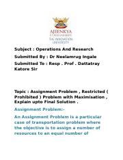 Image result for Assignment Problem in Operational Research
