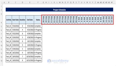 Image result for Make a Project Schedule in Excel