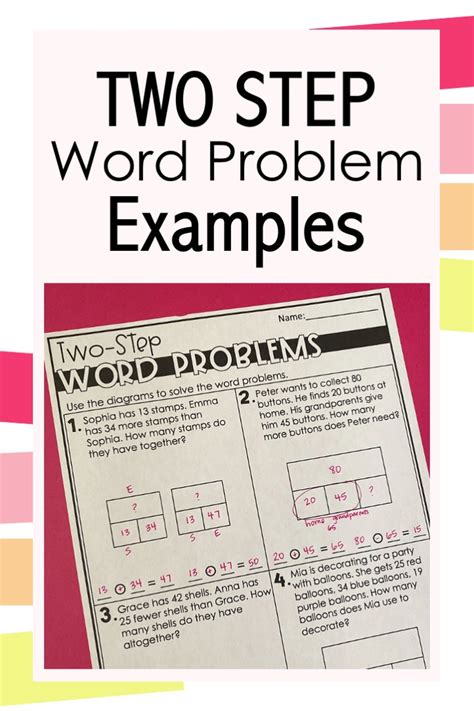 Afbeeldingsresultaten voor Two-Step Word Problem Examples