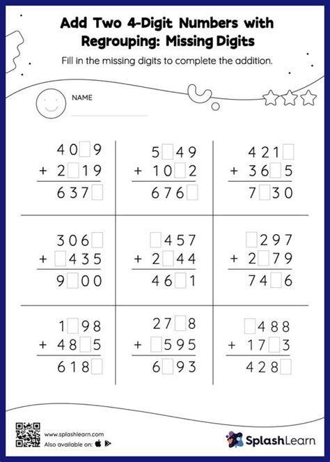 Afbeeldingsresultaten voor 4 Digit Addition Worksheets