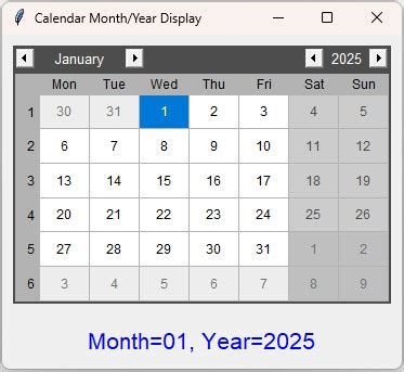 Afbeeldingsresultaten voor Python-Tk Calendar Example