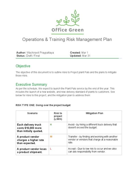 Image result for Risk Management Program Template PDF