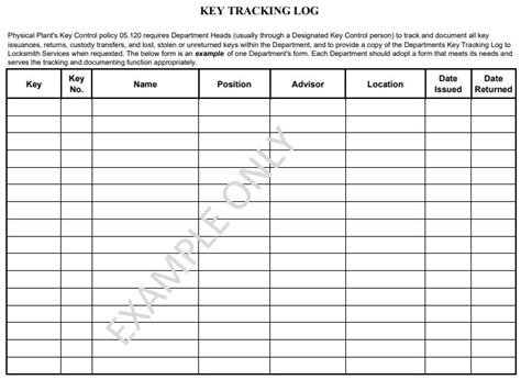 Printable Key Log Template (Excel, Word, PDF) - Excel TMP