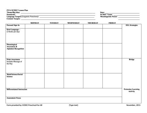 Image result for Sample Weekly Lesson Plan Template