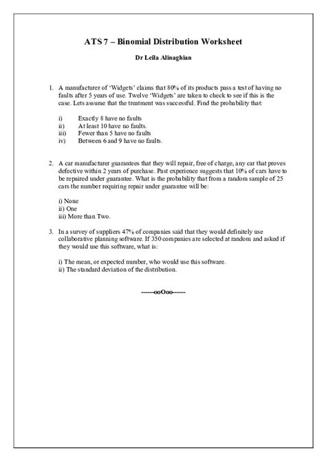 Image result for AP Statistics Binomial Distribution Worksheet