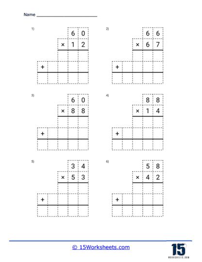 Image result for 2-Digit X 2 Digit Multiplication Worksheets