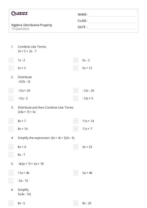 Image result for Algebra with Distributive Property Questions