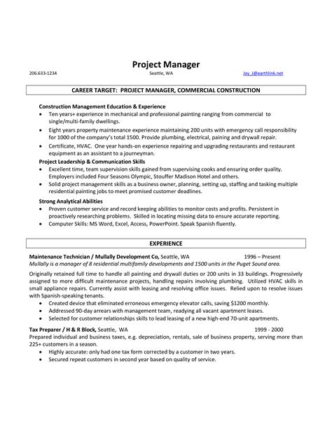 Image result for Project Manager Resume Examples