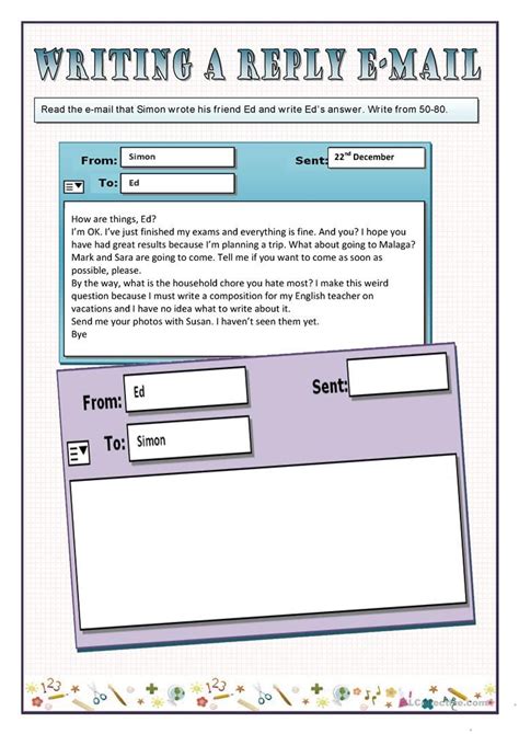 Image result for Email Writing ESL Worksheets