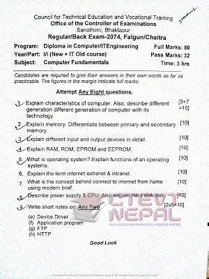 Toradh íomhá ar Diploma Computer Engineering Syllabus Questions
