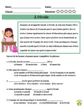 Image result for Small Reading Comprehension in French