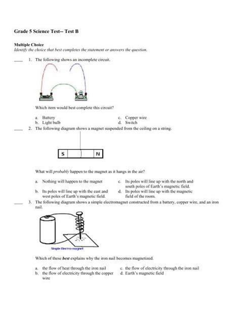 Image result for Science Test Grade 5