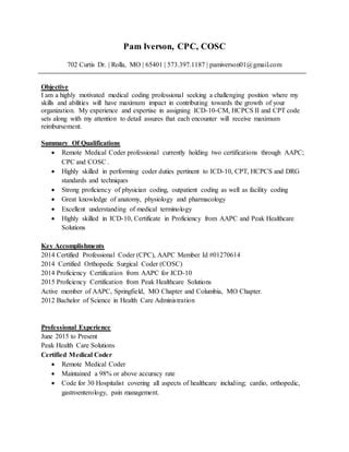 Image result for Medical Coding CV