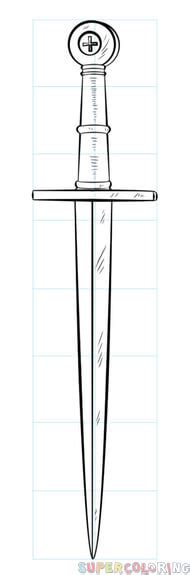 Image result for Dagger Line Drawing