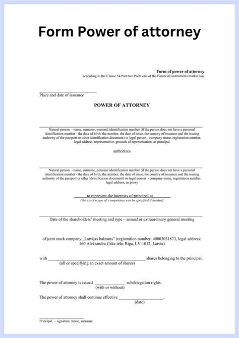 Power of Attorney Form Template に対する画像結果