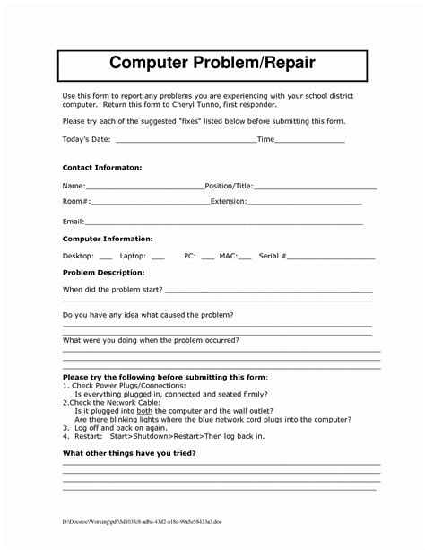 Image result for Sample Forms Use in Computer Repair