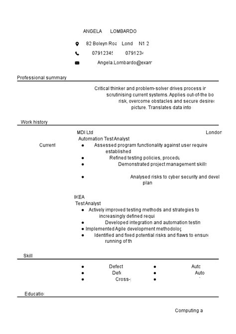 Automation Test Engineer Template に対する画像結果