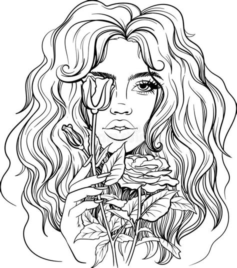 Toradh íomhá ar Line Drawing Girl Abstract