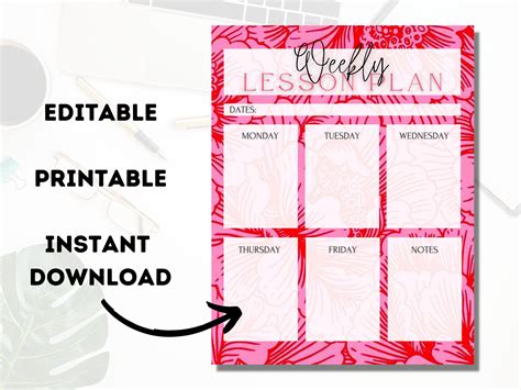 Image result for Weekly Lesson Planner Template