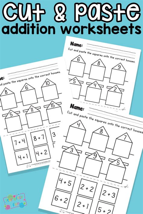 Image result for Cut and Paste Double-Digit Addition Worksheets