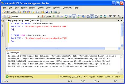 Toradh íomhá ar SQL Server Backup Database Command