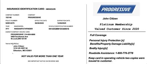 Image result for Progressive Auto Insurance Cards Printable