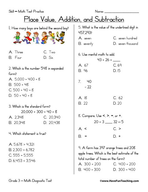 Image result for Math Tests for 3rd Graders Printable